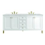 Chicago 72IN Double Vanity Glossy White w/ 3 CM Victorian Silver Silestone Top