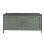 Chicago 72IN Double Vanity Smokey Celadon w/ 3 CM Charcoal Soapstone Silestone Top