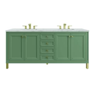 Chicago 72IN Double Vanity Smokey Celadon w/ 3 CM Victorian Silver Silestone Top