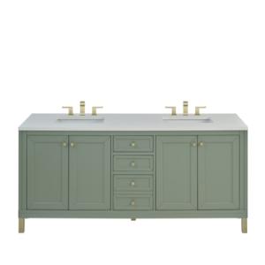 Chicago 72IN Double Vanity Smokey Celadon w/ 3 CM White Zeus Silestone Top