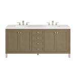 Chicago 72IN Double Vanity Walnut Whisper w/ 3 CM White Zeus Silestone Top