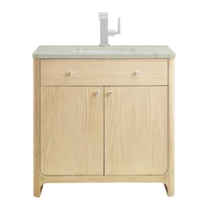Gracyn 36IN Single Vanity Coastal Driftwood w/ 3 CM Victorian Silver Quartz Top