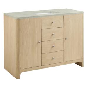 Gracyn 48IN Single Vanity Coastal Driftwood w/ 3 CM Victorian Silver Quartz Top