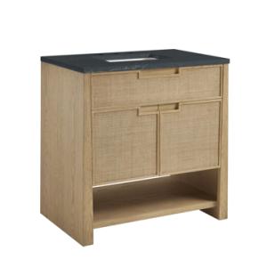 Solene 36IN Single Vanity Seaside Oak w/ 3 CM Charcoal Soapstone Quartz Top