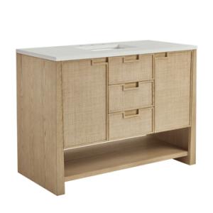 Solene 48IN Single Vanity Seaside Oak w/ 3 CM Lime Delight Quartz Top