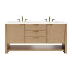 Solene 72IN Double Vanity Seaside Oak w/ 3 CM White Zeus Quartz Top