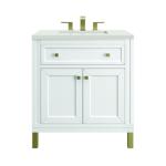 Chicago 30IN Single Vanity Glossy White w/ 3 CM Lime Delight Silestone Top