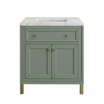 Chicago 30IN Single Vanity Smokey Celadon w/ 3 CM Eternal Jasmine Pearl Silestone Top