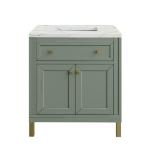 Chicago 30IN Single Vanity Smokey Celadon w/ 3 CM Ethereal Noctis Silestone Top
