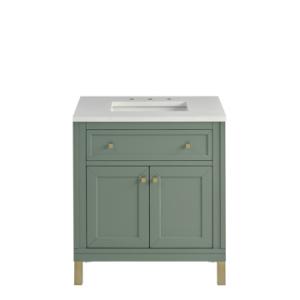 Chicago 30IN Single Vanity Smokey Celadon w/ 3 CM White Zeus Silestone Top
