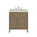 Chicago 30IN Single Vanity Walnut Whisper w/ 3 CM Eternal Jasmine Pearl Silestone Top