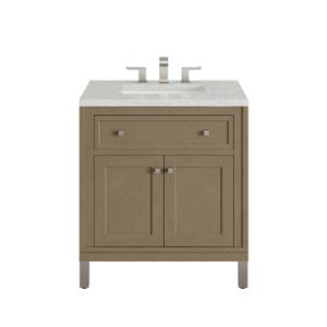Chicago 30IN Single Vanity Walnut Whisper w/ 3 CM Eternal Jasmine Pearl Silestone Top