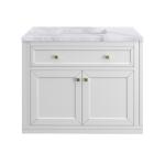 Chicago 36IN Single Vanity Glossy White w/ 3 CM Carrara Marble Top