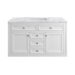 Chicago 48IN Single Vanity Glossy White w/ 3 CM Carrara Marble Top