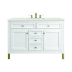 Chicago 48IN Single Vanity Glossy White w/ 3 CM Lime Delight Silestone Top