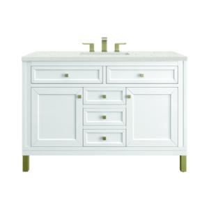Chicago 48IN Single Vanity Glossy White w/ 3 CM Lime Delight Silestone Top
