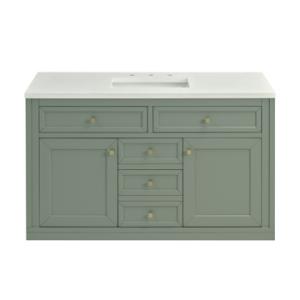 Chicago 48IN Single Vanity Smokey Celadon w/ 3 CM White Zeus Silestone Top