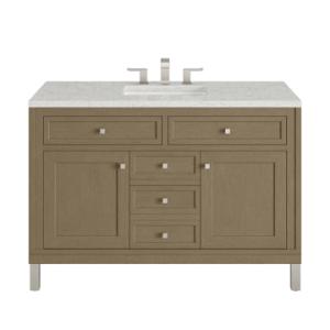 Chicago 48IN Single Vanity Walnut Whisper w/ 3 CM Eternal Jasmine Pearl Silestone Top