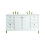 Chicago 60IN Double Vanity Glossy White w/ 3 CM Lime Delight Silestone Top