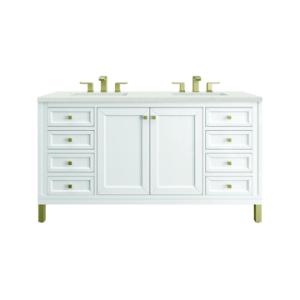 Chicago 60IN Double Vanity Glossy White w/ 3 CM Lime Delight Silestone Top