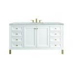 Chicago 60IN Single Vanity Glossy White w/ 3 CM Victorian Silver Silestone Top