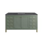 Chicago 60IN Single Vanity Smokey Celadon w/ 3 CM Charcoal Soapstone Silestone Top