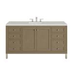 Chicago 60IN Single Vanity Walnut Whisper w/ 3 CM Eternal Jasmine Pearl Silestone Top