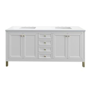 Chicago 72IN Double Vanity Glossy White w/ 3 CM White Zeus Silestone Top