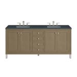 Chicago 72IN Double Vanity Walnut Whisper w/ 3 CM Charcoal Soapstone Silestone Top