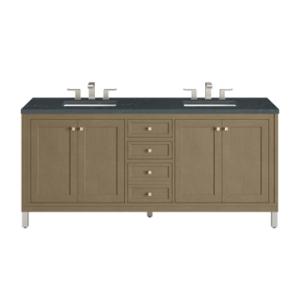 Chicago 72IN Double Vanity Walnut Whisper w/ 3 CM Charcoal Soapstone Silestone Top