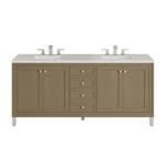 Chicago 72IN Double Vanity Walnut Whisper w/ 3 CM Eternal Jasmine Pearl Silestone Top