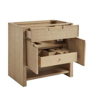 Solene 36IN Single Vanity Seaside Oak w/ 3 CM Lime Delight Quartz Top