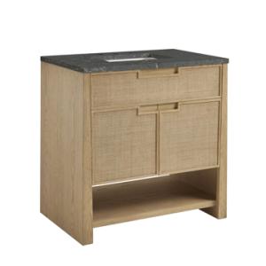 Solene 36IN Single Vanity Seaside Oak w/ 3 CM Parisien Bleu Quartz Top