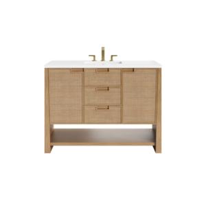 Solene 48IN Single Vanity Seaside Oak w/ 3 CM White Zeus Quartz Top