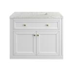 Chicago 36IN Single Vanity Glossy White w/ 3 CM Eternal Jasmine Pearl Silestone Top