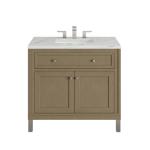 Chicago 36IN Single Vanity Walnut Whisper w/ 3 CM Ethereal Noctis Silestone Top