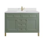 Chicago 48IN Single Vanity Smokey Celadon w/ Single Hole 3CM White Zeus Silestone Top & Backsplash