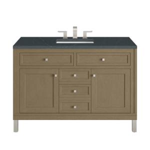Chicago 48IN Single Vanity Walnut Whisper w/ 3 CM Charcoal Soapstone Silestone Top