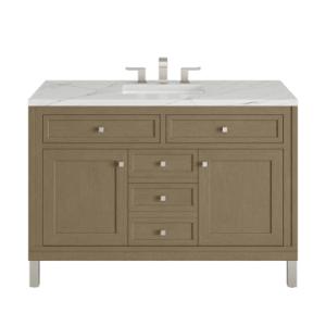 Chicago 48IN Single Vanity Walnut Whisper w/ 3 CM Ethereal Noctis Silestone Top