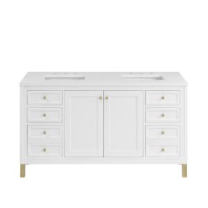 Chicago 60IN Double Vanity Glossy White w/ 3 CM White Zeus Silestone Top