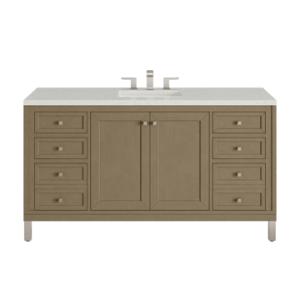 Chicago 60IN Single Vanity Walnut Whisper w/ 3 CM Lime Delight Silestone Top