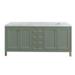 Chicago 72IN Double Vanity Smokey Celadon w/ 3 CM Carrara Marble Top