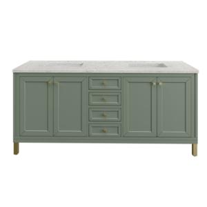 Chicago 72IN Double Vanity Smokey Celadon w/ 3 CM Eternal Jasmine Pearl Silestone Top