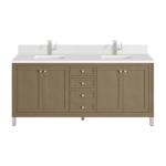 Chicago 72IN Double Vanity Walnut Whisper w/ Single Hole 3CM White Zeus Silestone Top & Backsplash