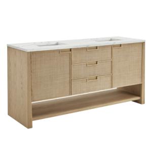 Solene 72IN Double Vanity Seaside Oak w/ 3 CM Ethereal Noctis Quartz Top