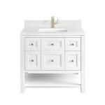 Breckenridge 36IN Single Vanity Bright White w/ Single Hole 3 CM White Zeus Top & Backsplash