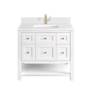 Breckenridge 36IN Single Vanity Bright White w/ Single Hole 3 CM White Zeus Top & Backsplash