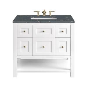 Breckenridge 36IN Single Vanity Bright White w/ 3 CM Parisien Bleu Top