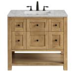 Breckenridge 36IN Single Vanity Light Natural Oak w/ 3 CM Victorian Silver Top