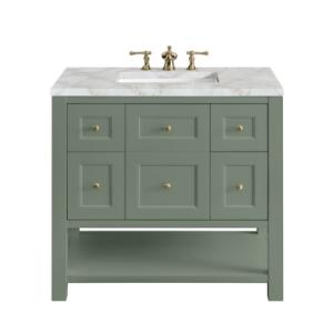 Breckenridge 36IN Single Vanity Smokey Celadon w/ 3 CM Victorian Silver Top